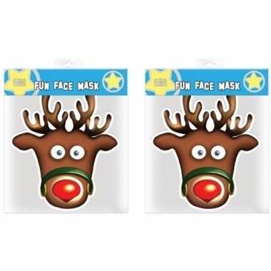 2x kerst rudolph maskers