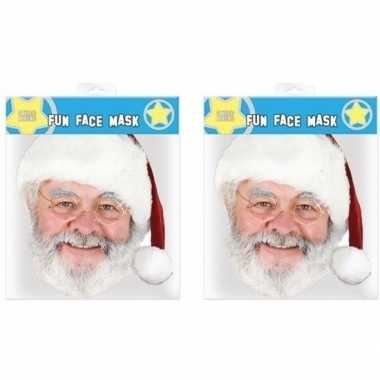 2x kerstman gezichtsmasker