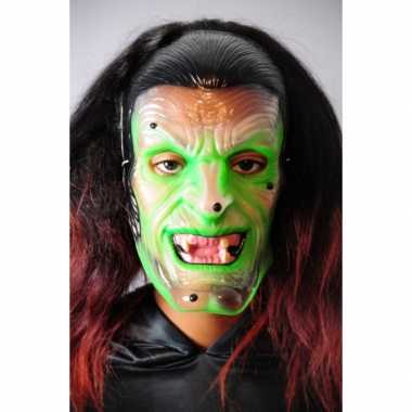 Griezelig groene heksen masker