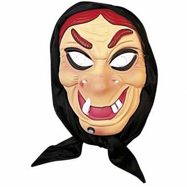 Heksen masker rood haar met hoofddoek