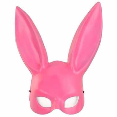 Roze konijnen hazen masker voor volwassenen