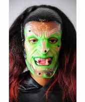 Griezelig groene heksen masker