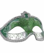 Groen zilver oogmasker met glitters voor dames