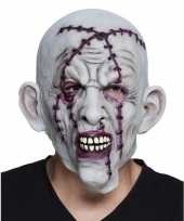 Halloween grijs horror halloween masker met nietjes van latex