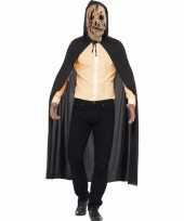 Halloween verkleed cape met zombie rits masker