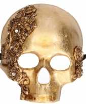 Handgemaakt decoratie masker gouden schedel