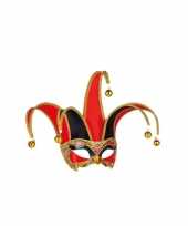 Handgemaakt decoratie masker zwart rood