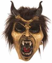 Latex horror masker duivel goud