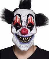 Latex killer clown masker met zwart haar