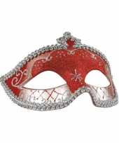 Rood zilver oogmasker met glitters voor dames